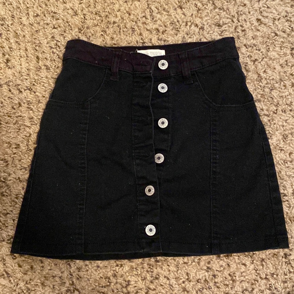 Black denim skirt